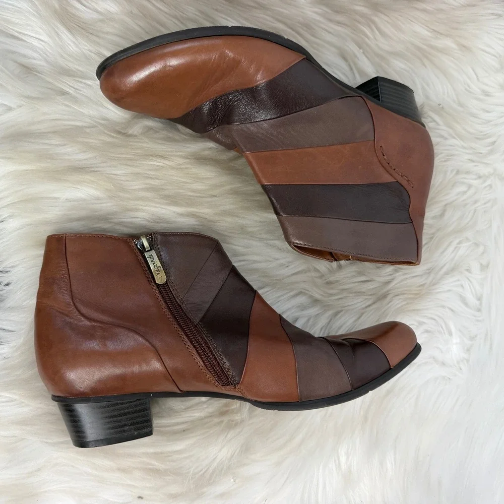 Regarde Le Ciel Women Brown Leather Patchwork Ankle Boot WB450226-83-669 Size 39